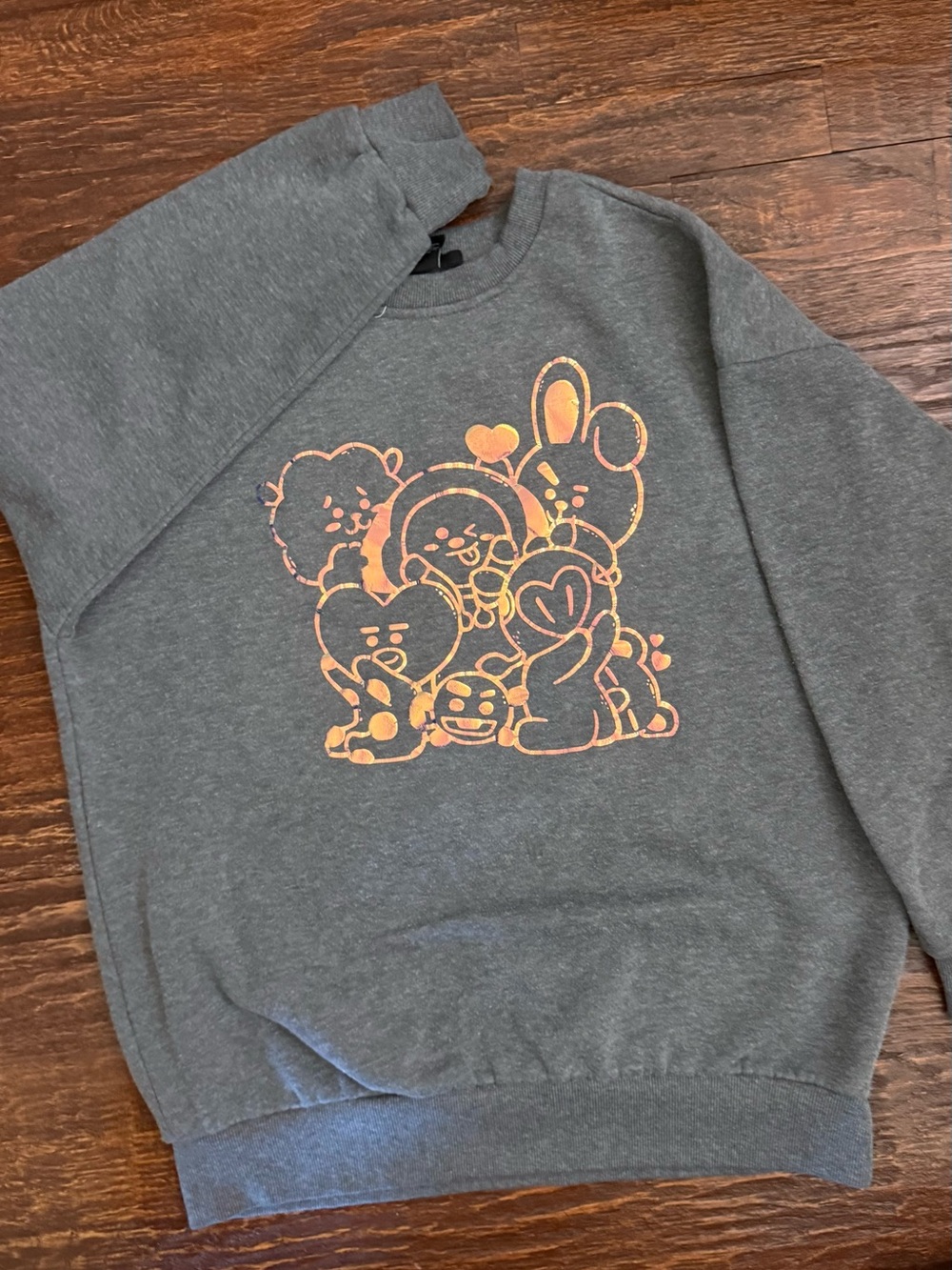 Gray BT21 Character Crewneck Sweatshirt